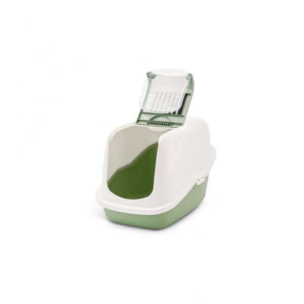 Die Nestor Katzentoilette ist eine modern gestaltete und praktische Lösung für Katzenbesitzer, die Wert auf einfache Reinigung legen. Mit ihrer innovativen aufklappbaren Front ermöglicht sie ein schnelles und müheloses Entfernen von verunreinigtem Katzenstreu, ganz ohne lästiges Abnehmen des Deckels. Die erhöhte Bodenwanne sorgt dafür, dass keine Lecks entstehen, während der integrierte Griff und die Kunststoff-Schwingtüre die Handhabung zusätzlich erleichtern. Diese hochwertige Katzentoilette misst ca. 39 x 56 x 38,5 cm und ist ideal für alle, die eine funktionale und stilvolle Lösung für ihre Katze suchen. Entdecken Sie die Vorteile der Nestor Katzentoilette – für ein sauberes Zuhause und glückliche Katzen!