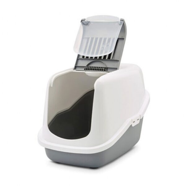 Die Katzentoilette Nestor ist die perfekte Lösung für Katzenbesitzer, die Wert auf modernes Design und einfache Handhabung legen. Dank der praktischen aufklappbaren Front wird die Reinigung der Katzentoilette zum Kinderspiel – einfach das verunreinigte Katzenstreu entfernen, ohne den Deckel abzunehmen! Die erhöhte Bodenwanne sorgt zudem dafür, dass keine unangenehmen Lecks entstehen. Ausgestattet mit einem eingebauten Griff, einer Kunststoff-Schwingtür und einem effektiven Carbon-Filter bietet die Nestor Katzentoilette nicht nur hohe Qualität, sondern auch ein hygienisches Umfeld für Ihre Katze. Mit den kompakten Maßen von ca. 39 x 56 x 38,5 cm passt sie in jedes Zuhause und ist eine günstige Wahl für alle, die eine zuverlässige und stilvolle Katzentoilette suchen.