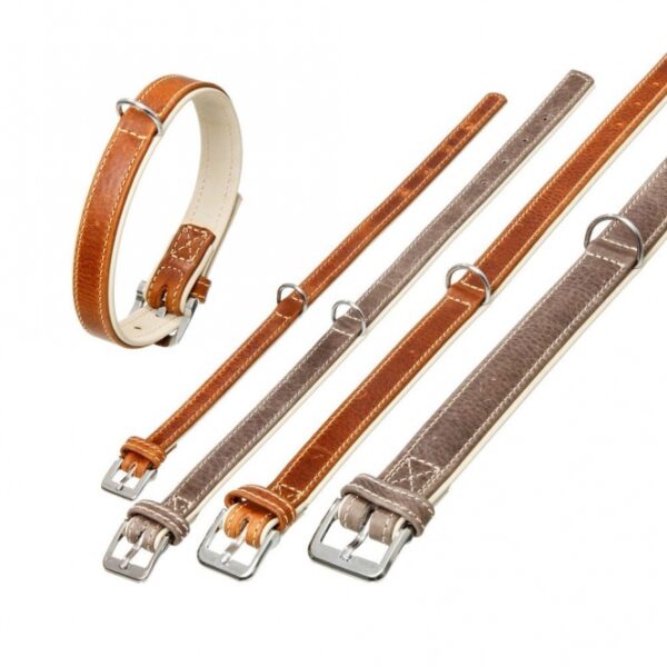Das Halsband Comfort vereint schlichte Eleganz mit höchstem Tragekomfort für Ihren Hund. Hergestellt aus geschmeidigem, gespaltenem Vollleder auf der Oberseite und weichem Nappaleder auf der Unterseite, bietet es eine ideale Passform und schützt das Fell sowie die Haut Ihres vierbeinigen Freundes. Dank sorgfältiger Produktionsschritte wie Riegeln, Abnähen und Buggens entsteht ein hochwertiges, formbeständiges Qualitätsprodukt, das auch bei intensiver Nutzung lange hält. Mit einer Gesamtlänge von ca. 32 cm und einer Breite von ca. 12 mm ist dieses graue Halsband die perfekte Wahl für stilbewusste Hundebesitzer, die Wert auf Qualität und Komfort legen. Entscheiden Sie sich für das Halsband Comfort und gönnen Sie Ihrem Hund den Luxus, den er verdient!