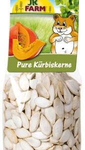Entdecken Sie die hochwertigen **Pure Kürbiskerne** von JR FARM – das ideale Einzelfuttermittel für Zwergkaninchen, Meerschweinchen, Ratten, Hamster und Mäuse. Diese naturbelassenen, schonend getrockneten Kürbiskerne bieten eine vielseitige und ausgewogene Ernährung für Ihre kleinen Haustiere. Zusammensetzung: 100% Kürbiskerne – ohne Zusatzstoffe, für eine gesunde Fütterung. Hergestellt in Bayern garantiert JR FARM höchste Qualität, da viele Rohstoffe direkt im eigenen landwirtschaftlichen Betrieb geerntet werden. Die Liebe zu den Tieren und das tägliche Engagement fließen in die Entwicklung neuer, gesunder Leckerbissen ein, die artgerechte Ernährung unterstützen. Wählen Sie die besten Kürbiskerne für das Wohlbefinden Ihrer Haustiere und fördern Sie ihre Gesundheit mit diesem natürlichen Snack!