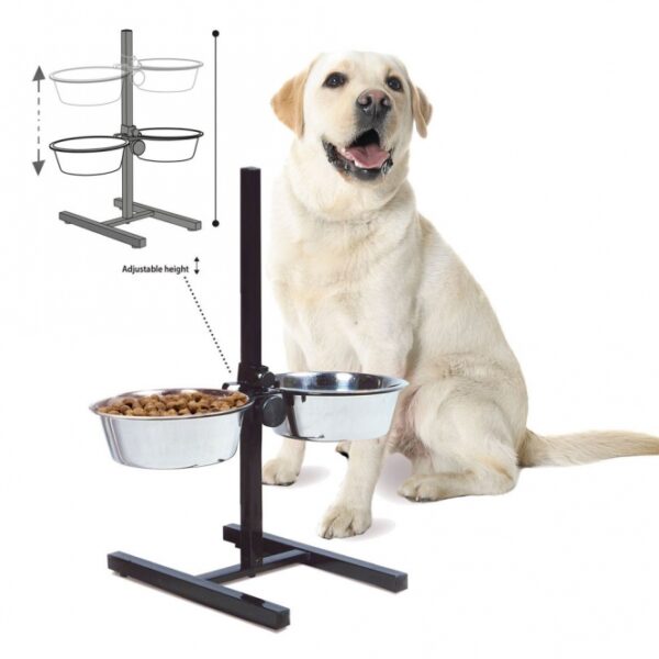 Dieser stabile Futternapfständer für zwei Näpfe ist ideal für Haustierbesitzer, die Wert auf eine gesunde Ernährung ihrer Tiere legen. Mit seiner praktischen Höhenverstellbarkeit bis zu 60 cm ermöglicht er ein ergonomisches Fressen, das Gelenke schont und die Muskulatur entspannt. Im Lieferumfang sind zwei hochwertige Edelstahlnäpfe enthalten, die ein Fassungsvermögen von ca. 2,5 Litern bieten. Der Napfdurchmesser von ca. 18 - 25 cm ist perfekt für Haustiere jeder Größe. Investieren Sie in diesen praktischen Futternapfständer und sorgen Sie für eine bequeme Fütterung Ihres Lieblings!