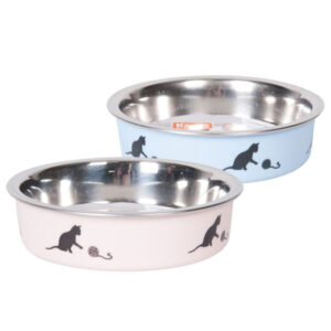 Der pflegeleichte Katzennapf Bella ist die perfekte Wahl für anspruchsvolle Katzenbesitzer. Dieser hochwertige Napf besteht innen aus robustem Edelstahl, der für Hygiene und Langlebigkeit sorgt. Außen begeistert er mit liebevollen Katzenmotiven, die jede Fütterungszeit verschönern. Dank des praktischen Anti-Rutsch-Bodens bleibt der Napf sicher an seinem Platz, während Ihre Katze fröhlich frisst. Mit einem Durchmesser von ca. 10 cm und einem Fassungsvermögen von ca. 160 ml ist dieser stilvolle Katzennapf ideal für kleine bis mittelgroße Katzen. Holen Sie sich den besten Katzennapf in Blau und bieten Sie Ihrer Katze ein angenehmes Fresserlebnis!