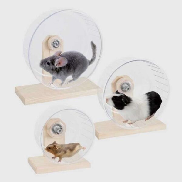 Das **Laufrad Bogie Wheel aus Kunststoff** ist das ideale Fitness-Gerät für kleine Tiere, das aus einem stabilen Holzständer und einem langlebigen Laufrad aus hochwertigem Kunststoff besteht. Mit einem Durchmesser von ca. 15 cm bietet es genügend Platz für einen natürlichen Lauf und fördert den Bewegungsdrang Ihrer Haustiere. Die geschlossene Rückwand sorgt dafür, dass sich Ihr Tier beim Spielen nicht einklemmen kann, was für zusätzliche Sicherheit sorgt. Dieses praktische Laufrad lässt sich sicher im Käfig oder Freigehege aufstellen und ist somit perfekt für die artgerechte Haltung von Nagetieren. Investieren Sie in das beste Laufrad für Ihr Tier und unterstützen Sie dessen Fitness und Wohlbefinden auf einfache und sichere Weise!