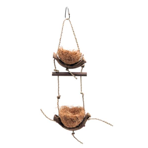 Entdecken Sie unser hochwertiges, natürliches Vogelspielzeug, das perfekt zum Aufhängen geeignet ist. Mit seinem doppelten Körbchen bietet es Ihren gefiederten Freunden nicht nur einen Platz zum Entspannen, sondern auch eine aufregende Spielmöglichkeit. Die kompakten Maße von 13 x 12 x 8 cm machen es ideal für verschiedene Käfiggrößen. Dieses Spielzeug fördert die körperliche Aktivität und das Wohlbefinden Ihrer Vögel und ist somit die beste Wahl für jeden Vogelbesitzer, der Wert auf hohe Qualität legt. Schaffen Sie eine anregende Umgebung für Ihre Haustiere mit unserem attraktiven Vogelspielzeug!