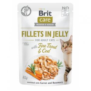 Entdecken Sie die Brit Care Cat Pouch Filets in Gelee für ausgewachsene Katzen, gefüllt mit feiner Forelle und Kabeljau – ein echtes Superpremium-Nassfutter! Diese getreidefreie Rezeptur enthält beeindruckende 85% Fleischanteil, darunter zartes Huhn, Leber, Forelle und Kabeljau, und ist zusätzlich mit Karotten und Rosmarin angereichert, die eine gesunde Verdauung unterstützen. Ganz ohne GMO, Soja und Zuckerzusatz, bietet dieses Futter nicht nur einen köstlichen Geschmack, sondern auch hochwertige Nährstoffe. Die analytischen Bestandteile garantieren eine ausgewogene Ernährung mit Rohprotein, Rohfett und wichtigen Vitaminen wie Vitamin D3 und E. Achten Sie auf die Fütterungsempfehlungen, um Ihrer Katze die beste Ernährung zu bieten. Brit Care – für die Gesundheit und das Wohlbefinden Ihrer Katze!