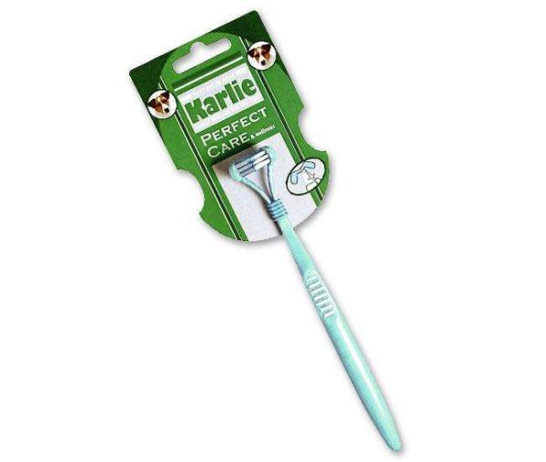 Entdecken Sie die spezielle Zahnbürste für Hunde aus der Karlie Perfect Care Pflegeserie, die für eine gründliche Zahnpflege Ihres vierbeinigen Freundes entwickelt wurde. Diese innovative Zahnbürste verfügt über doppelseitige Borsten, die eine effektive Reinigung der Hundezähne sowohl von innen als auch von außen ermöglichen. Dank ihrer hohen Qualität und benutzerfreundlichen Handhabung ist sie der ideale Begleiter für die tägliche Zahnpflege Ihres Hundes. Schützen Sie die Zahngesundheit Ihres Haustiers und fördern Sie ein frisches Maul mit dieser praktischen und günstigen Zahnbürste. Sorgen Sie für strahlend saubere Zähne und ein glückliches Lächeln bei Ihrem Hund!