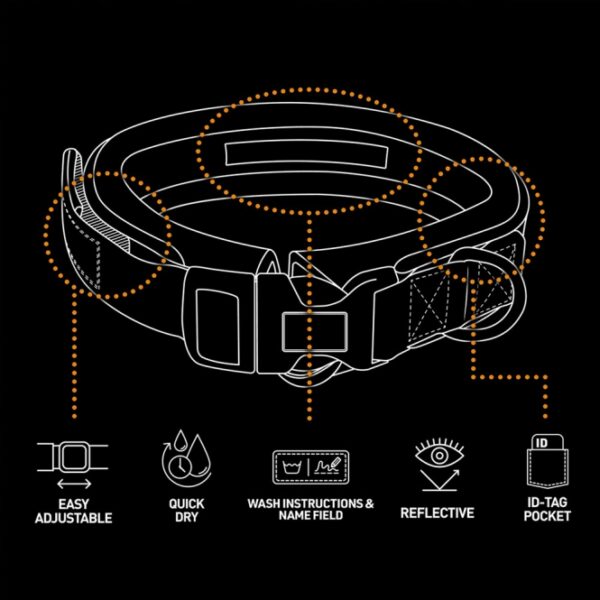 Entdecken Sie das EXPLOR Ultimate Fit Comfy Halsband – das perfekte Halsband für Ihren Hund! Hergestellt aus strapazierfähigem und bequemen Neopren, bietet dieses Halsband nicht nur hohen Tragekomfort, sondern auch optimale Kontrolle während Ihrer Spaziergänge. Dank des schnell trocknenden und atmungsaktiven Materials ist es ideal für jede Wetterlage. Die reflektierende Einfassung sorgt für zusätzliche Sicherheit im Straßenverkehr. Mit einem stabilen D-Ring aus hochwertigem Edelstahl und einem praktischen Klettverschluss lässt sich das Halsband einfach verstellen. Außerdem bietet es Platz für Ihre Kontaktinformationen sowie klare Pflegehinweise, damit Sie die Lebensdauer des Halsbandes maximieren können. Wählen Sie die Farbe Undercover Green in der Größe XS (30-33 cm) und gehen Sie mit Ihrem Hund auf Entdeckungstour!