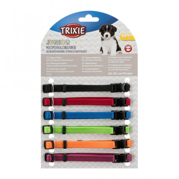 Entdecken Sie unser praktisches 6er-Set von hochwertigen Halsbändern in verschiedenen Farben, ideal zur Unterscheidung von Welpen im Wurf. Diese Halsbänder sind aus robustem Nylon gefertigt und bieten eine stufenlose Verstellbarkeit, sodass sie sich perfekt an den Halsumfang Ihres Welpen anpassen lassen. Mit einer Breite von 10 mm und einer Länge von 22 bis 35 cm sind sie optimal für die Gewöhnung Ihrer Welpen an ein Halsband geeignet. Bitte beachten Sie, dass die Farben von der Abbildung abweichen können. Weitere attraktive Farben sind ebenfalls im 6er-Set erhältlich. Investieren Sie in die Sicherheit und den Komfort Ihres kleinen Freundes mit diesen stilvollen und praktischen Halsbändern!