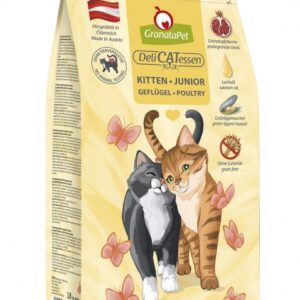 **Was macht GranataPet so besonders?** GranataPet DeliCatessen ist ein hochwertiges Alleinfuttermittel für heranwachsende Katzen, das mit wertvollen Inhaltsstoffen wie Granatapfelkernen angereichert ist. Diese besonderen Kerne bieten Ihrer Katze ein einzigartiges Duft- und Geschmackserlebnis und sind reich an natürlichen Polyphenolen, insbesondere Ellagsäure. Diese Antioxidantien helfen, freie Radikale abzufangen, was zu einem effektiven Zellschutz und einer Stärkung des Immunsystems Ihrer Katze beitragen kann. **Hergestellt in Österreich**, enthält unser Futter extra viel Taurin und Katzenminze, die für eine gesunde Ernährung und eine optimale Entwicklung Ihrer Katze sorgen. Die Zugabe von neuseeländischer Grünlippmuschel liefert natürliches Chondroitin und Glucosamin, die wichtig für die Gelenkgesundheit sind. GranataPet ist **frei von Getreide, Gluten, Weizen, Reis, Mais und Soja** und enthält keine künstlichen Konservierungsmittel, Farb- oder Aromastoffe. Zudem verzichten wir auf Zucker und Vitamin K3, um die Gesundheit Ihrer Katze zu fördern. Vertrauen Sie auf GranataPet für eine **gesunde und schmackhafte Ernährung**, die Ihre Katze lieben wird!