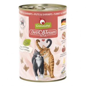 GranataPet ist ein hochwertiges Alleinfuttermittel für ausgewachsene Katzen, das mit besonderen Zutaten wie Granatapfelkernen, Taurin und Leinöl angereichert ist. Diese einzigartigen Granatapfelkerne sind reich an natürlichen Polyphenolen, die helfen, freie Radikale abzufangen und somit das Immunsystem Ihrer Katze zu stärken und Zellschutz zu bieten. Hergestellt in Deutschland, enthält GranataPet keine künstlichen Konservierungsstoffe, kein Getreide, kein Gluten und keine gentechnisch veränderten Organismen (GVO). Das Produkt ist ideal für Katzen, die eine gesunde und ausgewogene Ernährung benötigen, und besteht zu 72 % aus hochwertigem Putenfleisch und Shrimps. Mit einem hohen Feuchtigkeitsgehalt von 79 % sorgt es für eine optimale Hydration. Wählen Sie GranataPet für das Wohlbefinden Ihrer Katze und unterstützen Sie ihre Gesundheit mit einem Futter, das sowohl schmackhaft als auch nährstoffreich ist.