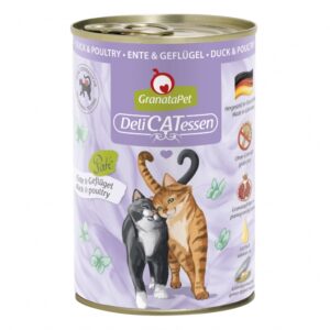 **Warum ist GranataPet so besonders?** GranataPet DeliCatessen bietet ein hochwertiges Alleinfuttermittel für ausgewachsene Katzen, das reich an natürlichen Granatapfelkernen ist. Diese Kerne sind besonders nährstoffreich und enthalten viele Polyphenole, die als starke Antioxidantien wirken. Durch das gezielte Abfangen freier Radikale unterstützen sie den Zellschutz und stärken das Immunsystem Ihrer Katze. Hergestellt in Deutschland, enthält unser Futter keine Getreide, Gluten oder künstliche Zusatzstoffe. Stattdessen setzen wir auf hochwertige Zutaten wie frisches Enten- und Geflügelfleisch, Taurin und Leinöl, die für eine ausgewogene Ernährung sorgen. GranataPet ist die perfekte Wahl für gesundheitsbewusste Katzenbesitzer, die ihren Lieblingen nur das Beste bieten möchten.