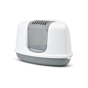 Die Nestor Corner ist eine moderne, dreieckige Katzentoilette, die speziell für eine einfache Reinigung entworfen wurde. Mit ihrer platzsparenden Form fügt sie sich perfekt in jede Zimmerecke ein und ist somit die ideale Lösung für kleine Räume. Die aufklappbare Front ermöglicht es Ihnen, das verunreinigte Katzenstreu schnell und mühelos zu entfernen, ohne den Deckel abnehmen zu müssen. Diese hochwertige Katzentoilette ist mit einem praktischen Griff, einer Kunststoff-Schwingtüre und einem effektiven Carbon-Filter ausgestattet, der unangenehme Gerüche minimiert. Mit den kompakten Maßen von ca. 58,5 x 45,5 x 40 cm ist die Nestor Corner nicht nur funktional, sondern auch eine stilvolle Ergänzung für Ihr Zuhause. Entscheiden Sie sich für eine praktische und elegante Lösung für die Katzentoilette – ideal für anspruchsvolle Katzenbesitzer!