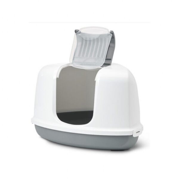 Die Nestor Corner ist eine moderne, dreieckige Katzentoilette, die speziell für eine einfache Reinigung entworfen wurde. Mit ihrer platzsparenden Form fügt sie sich perfekt in jede Zimmerecke ein und ist somit die ideale Lösung für kleine Räume. Die aufklappbare Front ermöglicht es Ihnen, das verunreinigte Katzenstreu schnell und mühelos zu entfernen, ohne den Deckel abnehmen zu müssen. Diese hochwertige Katzentoilette ist mit einem praktischen Griff, einer Kunststoff-Schwingtüre und einem effektiven Carbon-Filter ausgestattet, der unangenehme Gerüche minimiert. Mit den kompakten Maßen von ca. 58,5 x 45,5 x 40 cm ist die Nestor Corner nicht nur funktional, sondern auch eine stilvolle Ergänzung für Ihr Zuhause. Entscheiden Sie sich für eine praktische und elegante Lösung für die Katzentoilette – ideal für anspruchsvolle Katzenbesitzer!