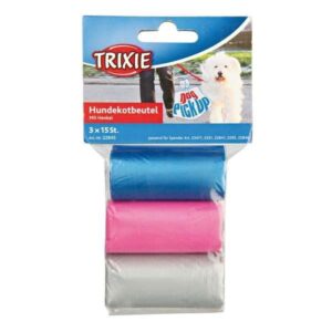 Die praktischen Hundekotbeutel sind die ideale Lösung, um die Umwelt sauber und hygienisch zu halten. Diese hochwertigen Kunststoffbeutel sind mit einem praktischen Henkel ausgestattet, der das Entsorgen von Hundekot erleichtert. Sie sind perfekt zum Nachfüllen für die gängigsten Rollen-Beutelspender, wie die von Trixie (Artikelnummern 23471, 2331, 22841, 2295, 22846). Mit einem Inhalt von 3 Rollen à 15 Beuteln bieten sie eine kostengünstige und umweltfreundliche Möglichkeit, den Hundekot schnell und einfach zu beseitigen. Wählen Sie aus verschiedenen Farben und sorgen Sie für eine saubere Umgebung – für Sie und Ihre vierbeinigen Freunde!