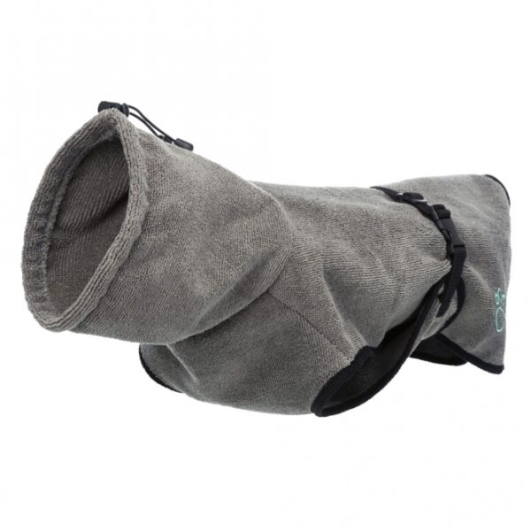 Diese hochwertige Frottee-Hundejacke aus 100% Baumwolle bietet optimalen Schutz vor Kälte und sorgt dafür, dass Ihr Hund immer warm bleibt. Der weite Kragen ist mit einem elastischen Zugband verstellbar, sodass die Jacke perfekt sitzt. Ausgestattet mit einem Brustlatz und einem stufenlos verstellbaren Bauchgurt mit Schnalle, lässt sich die Jacke einfach anlegen und anpassen. Die praktischen Druckknöpfe im Rutenbereich erleichtern das Anziehen zusätzlich. In einem eleganten Grau erhältlich, ist diese Hundejacke in Größe S ideal für einen Halsumfang von ca. 44 cm, einen Bauchumfang von 46-56 cm und einer Rückenlänge von ca. 40 cm. Schützen Sie Ihren Hund mit dieser stilvollen und funktionalen Jacke vor dem Auskühlen – die perfekte Wahl für kalte Tage!