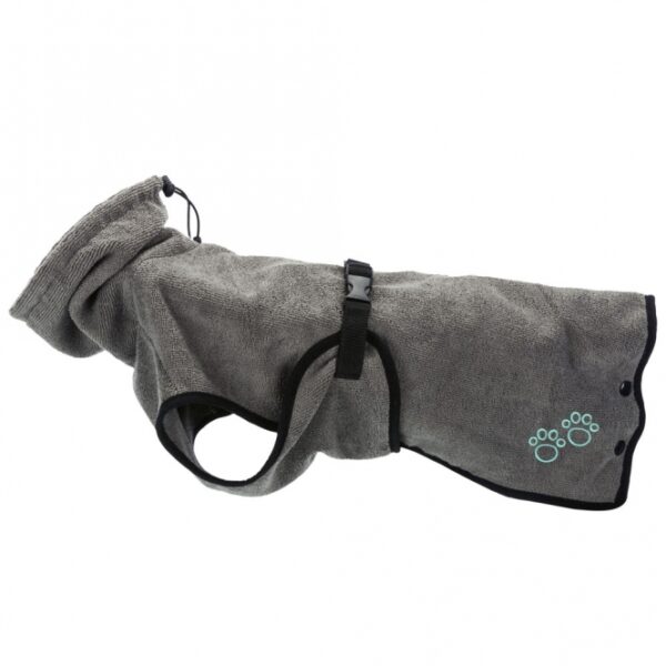 Diese hochwertige Frottee-Hundejacke aus 100% Baumwolle bietet optimalen Schutz vor Kälte und sorgt dafür, dass Ihr Hund immer warm bleibt. Der weite Kragen ist mit einem elastischen Zugband verstellbar, sodass die Jacke perfekt sitzt. Ausgestattet mit einem Brustlatz und einem stufenlos verstellbaren Bauchgurt mit Schnalle, lässt sich die Jacke einfach anlegen und anpassen. Die praktischen Druckknöpfe im Rutenbereich erleichtern das Anziehen zusätzlich. In einem eleganten Grau erhältlich, ist diese Hundejacke in Größe S ideal für einen Halsumfang von ca. 44 cm, einen Bauchumfang von 46-56 cm und einer Rückenlänge von ca. 40 cm. Schützen Sie Ihren Hund mit dieser stilvollen und funktionalen Jacke vor dem Auskühlen – die perfekte Wahl für kalte Tage!