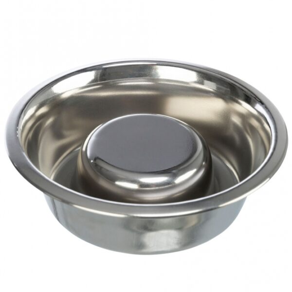 Dieser innovative Futter- und Wassernapf für Hunde verhindert das Schlingen und sorgt somit für eine gesunde Fütterung Ihres Vierbeiners. Er ist für alle Futtersorten geeignet und bietet dank des rutschfesten Gummirings einen stabilen Halt, selbst bei den aktivsten Hunden. Mit einem Fassungsvermögen von ca. 0,6 l und einem Durchmesser von 17 cm ist dieser Napf perfekt für die Hundebar (Artikel 24920) geeignet. Zudem ist der Napf spülmaschinengeeignet, was die Reinigung besonders einfach macht – entfernen Sie einfach die Gummielemente vor dem Spülgang. Investieren Sie in hohe Qualität und sorgen Sie für ein angenehmes Fütterungserlebnis für Ihren Hund!