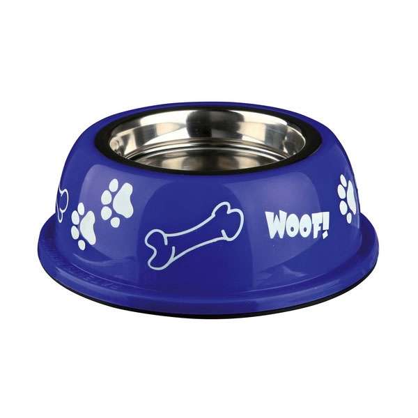 Dieser hochwertige Edelstahlnapf ist in einen modernen Kunststoffhalter eingelassen, der nicht nur durch seine trendigen Farben, sondern auch durch die lustigen Aufdrucke sofort ins Auge fällt. Der Napf besteht aus rostfreiem Edelstahl und bietet eine hohe Qualität, die für Langlebigkeit sorgt. Die Unterseite des Kunststoffhalters ist mit einem rutschfesten Gummiring ausgestattet, was ihn standsicher macht und ein Umkippen verhindert. Mit einem Fassungsvermögen von ca. 0,25 l, einem Durchmesser von ca. 17 cm an der Unterkante und ca. 9,5 cm für den Napf sowie einer Höhe von ca. 6 cm ist er ideal für kleine bis mittelgroße Haustiere. Bitte beachten Sie, dass die Farben je nach Lagerbestand variieren und eine Farbwahl leider nicht möglich ist. Dieser praktische und stilvolle Napf ist die perfekte Wahl für jeden Tierliebhaber!