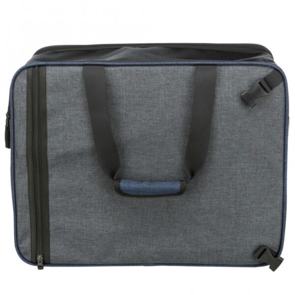 Diese praktische und formstabile Haustiertasche ist die ideale Lösung für Tierbesitzer, die Wert auf Komfort und Sicherheit legen. Mit einem durchdachten Design ermöglicht die Tasche eine einfache Nutzung: Die Schulterriemen können bei Bedarf verstaut werden, und die Schnalle sorgt dafür, dass die Reißverschlüsse nicht ungewollt geöffnet werden. Die Tasche ist von oben zu öffnen und verfügt über eine Außentasche für zusätzlichen Stauraum. Dank der integrierten Kurzleine ist Ihr Haustier bis zu einem Gewicht von 7 kg immer sicher. Hergestellt aus hochwertigem Polyester und in einem stilvollen grau-blauen Design, hat die Tasche die Maße von 25 × 38 × 50 cm und überzeugt durch ihre hohe Qualität. Ideal für Ausflüge oder den täglichen Gebrauch, bietet diese Haustiertasche sowohl Funktionalität als auch Design.