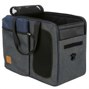 Diese praktische und formstabile Haustiertasche ist die ideale Lösung für Tierbesitzer, die Wert auf Komfort und Sicherheit legen. Mit einem durchdachten Design ermöglicht die Tasche eine einfache Nutzung: Die Schulterriemen können bei Bedarf verstaut werden, und die Schnalle sorgt dafür, dass die Reißverschlüsse nicht ungewollt geöffnet werden. Die Tasche ist von oben zu öffnen und verfügt über eine Außentasche für zusätzlichen Stauraum. Dank der integrierten Kurzleine ist Ihr Haustier bis zu einem Gewicht von 7 kg immer sicher. Hergestellt aus hochwertigem Polyester und in einem stilvollen grau-blauen Design, hat die Tasche die Maße von 25 × 38 × 50 cm und überzeugt durch ihre hohe Qualität. Ideal für Ausflüge oder den täglichen Gebrauch, bietet diese Haustiertasche sowohl Funktionalität als auch Design.