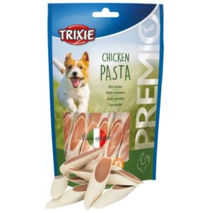 Entdecken Sie unser hochwertiges Ergänzungsfuttermittel für Hunde: Chicken Pasta mit Hühnchen und Fisch. Diese leckeren Snacks enthalten 36 % Hühnchen und 8 % Fisch und sind somit eine proteinreiche und fettarme Belohnung für Ihren vierbeinigen Freund, ganz ohne Zuckerzusatz. Dank der praktischen, wieder verschließbaren Verpackung bleiben die Snacks besonders lange frisch und schmackhaft. Mit einem Inhalt von 100 g bieten sie eine ideale Ergänzung zur täglichen Ernährung Ihres Hundes. Die sorgfältige Zusammensetzung aus Hühnchenfleisch, Hühnerleber und pflanzlichen Zutaten sorgt für eine ausgewogene Ernährung und unterstützt die Gesundheit Ihres Hundes. Gönnen Sie Ihrem Hund diesen köstlichen Snack und fördern Sie sein Wohlbefinden mit einer hochwertigen und schmackhaften Belohnung!