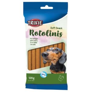 Rotolinis sind die perfekte Ergänzung für die Ernährung Ihres Hundes und bieten einen schmackhaften Snack für zwischendurch. Diese hochwertigen Ergänzungsfuttermittel enthalten 20% Geflügel und sind reich an Rohprotein (31%), was sie zu einer idealen Wahl für eine ausgewogene Ernährung macht. Sie bestehen aus einer sorgfältigen Mischung von Fleisch, tierischen Nebenerzeugnissen, Getreide, pflanzlichen Nebenerzeugnissen und Mineralstoffen, die Ihrem Hund die nötige Energie liefern. Mit einem Fettgehalt von nur 6% sind die Rotolinis auch für Hunde geeignet, die auf ihr Gewicht achten müssen. Jedes Paket enthält 12 Stück, jeweils 12 cm lang, und bietet somit eine praktische Lösung für die tägliche Belohnung Ihres Vierbeiners. Genießen Sie die Kombination aus Geschmack und Qualität – Rotolinis sind der ideale Snack für gesunde Hunde!