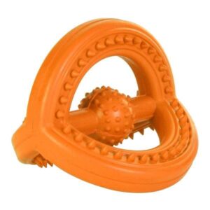 Dieses hochwertige Hundespielzeug aus weichem Naturgummi ist die ideale Lösung für die Zahnpflege Ihres vierbeinigen Freundes. Die speziellen Noppen reinigen nicht nur die Zähne und Zahnzwischenräume spielerisch, sondern beugen auch effektiv Zahnstein und Zahnbelag vor. Gleichzeitig wird das Zahnfleisch sanft massiert, was zu einer besseren Mundgesundheit beiträgt. Mit einer Größe von ca. 14 cm eignet sich das Spielzeug perfekt zum Werfen und für spannende Zerrspiele. Erhältlich in verschiedenen Farben, kann jedoch keine spezifische Farbwahl getroffen werden, da die Farbe je nach Lagerbestand ausgewählt wird. Investieren Sie in die Gesundheit Ihres Hundes mit diesem praktischen und unterhaltsamen Spielzeug!
