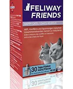 Entdecken Sie den FELIWAY FRIENDS 30-Tage-Flakon (48ml) – die ideale Lösung für ein harmonisches Zusammenleben Ihrer Katzen zu Hause. In Haushalten mit mehreren Katzen können Spannungen und Konflikte häufig auftreten. FELIWAY FRIENDS wirkt wissenschaftlich belegt und reduziert diese Spannungen effektiv, um ein friedliches Umfeld zu schaffen. Der innovative Verdampfer arbeitet rund um die Uhr und sorgt für konstante Entspannung und Wohlbefinden in Ihrem Mehrkatzenhaushalt. Bereits nach einer Woche sind erste positive Veränderungen spürbar. Für bestmögliche Ergebnisse empfehlen wir eine Anwendung über mindestens einen Monat, besonders wenn Konflikte bereits länger bestehen. Das FELIWAY FRIENDS Start-Set umfasst einen Steckdosen-Verdampfer und einen 48ml Flakon und ist für Räume bis zu 70 m² geeignet. Entwickelt und empfohlen von Tierärzten, ist dieses nicht-medikamentöse Produkt die perfekte Hilfe für mehr Harmonie zwischen Ihren Katzen. Es hilft nicht nur bei offensichtlichem Konfliktverhalten wie Kämpfen und Fauchen, sondern auch bei subtileren Anzeichen wie Anstarren oder Wegversperren. Die Anwendung ist einfach: Stecken Sie den Verdampfer in die Steckdose und lassen Sie ihn 30 Tage lang eingesteckt. Für eine kontinuierliche Unterstützung können Sie den leeren Flakon nach 30 Tagen durch einen Nachfüllflakon ersetzen. FELIWAY FRIENDS ist für Katzen jeden Alters geeignet und kann problemlos mit anderen Therapien kombiniert werden. Schaffen Sie eine friedliche Atmosphäre für Ihre Katzen – mit FELIWAY FRIENDS, der bewährten Lösung für ein harmonisches Zusammenleben.