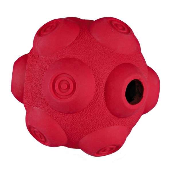 Dieser hochwertige Snackball von Trixie ist aus 100% Naturgummi gefertigt und in drei praktischen Größen erhältlich. Mit einem Durchmesser von ca. 11 cm ist dieser Ball ideal für mittelgroße bis große Hunde. Die Leckerlis werden einfach durch das praktische Loch in den Ball eingeführt, während das integrierte sternförmige Labyrinth im Inneren die Ausgabe der Snacks verlangsamt – für ein besonders langanhaltendes Spielvergnügen. Dank des leisen Rollverhaltens und der unregelmäßigen Sprünge sorgt der Snackball für zusätzlichen Spielspaß und fördert gleichzeitig die Geschicklichkeit Ihres Hundes. Dieses Intelligenzspielzeug der Stufe 2 verbindet Spiel und Nahrungsergänzung auf einfache Weise und bietet Ihrem Hund eine spannende Herausforderung. Entdecken Sie jetzt den perfekten Snackball für mehr Freude und Aktivität im Alltag Ihres vierbeinigen Freundes!