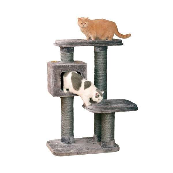 Der Kratzbaum Big Cat 1 ist speziell für Katzen mit höherem Gewicht konzipiert und bietet die ideale Lösung für artgerechte Krallenpflege. Die stabilen Komfort Kratzstämme mit einem Durchmesser von ca. 15 cm sind mit extra dickem Sisal (ca. 8 mm) umwickelt, was für optimale Kratzmöglichkeiten sorgt. Hochwertiger Edelplüsch sorgt für einen gemütlichen Rückzugsort auf den abnehmbaren Liegekissen, während die Schlafhöhle ein perfekter Ort zum Entspannen ist. Dank der extra schweren und stabilen Bauweise ist der Kratzbaum besonders standsicher und mit Anti-Rutschfüßen ausgestattet, um ein Umkippen zu verhindern. Die Bezüge sind zudem bei 30 °C waschbar, was die Pflege erleichtert. Mit Gesamtmaßen von ca. 97 x 76 x 127 cm (LxBxH) und in einem eleganten Grau ist dieser Kratzbaum nicht nur funktional, sondern auch ein stilvolles Möbelstück für Ihr Zuhause. Investieren Sie in den besten Kratzbaum für Ihre Katze und fördern Sie deren Wohlbefinden!