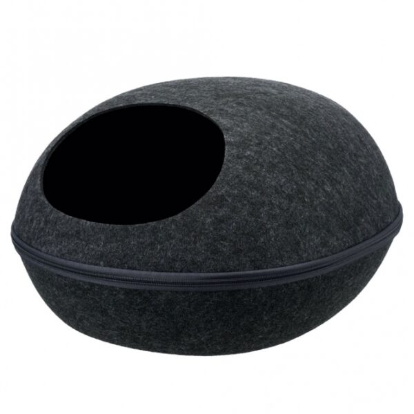 Die Kuschelhöhle Liva ist die ideale Schlaflösung für Ihr Haustier und besteht aus hochwertigem, formstabilem Filz (Polyester), der sowohl isolierend als auch schmutzabweisend ist. Dank des praktischen Reißverschlusses kann die Höhle vollständig geöffnet und platzsparend verstaut werden. Alternativ lässt sich die Kuschelhöhle auch ohne Dach als bequemes Bett nutzen. Das enthaltene Kissen mit einem weichen Plüsch-Bezug und Polyestervlies-Füllung sorgt für einen kuscheligen Schlafplatz, den Ihr Haustier lieben wird. Das Kissen ist zudem leicht per Handwäsche zu reinigen, was die Pflege erleichtert. Mit den Maßen von ca. 40 x 24 x 47 cm und in stilvollem Anthrazit passt die Kuschelhöhle perfekt in jedes Zuhause. Gönnen Sie Ihrem Liebling den Komfort, den er verdient!