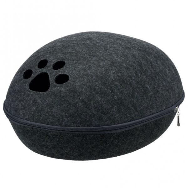 Die Kuschelhöhle Liva ist die ideale Schlaflösung für Ihr Haustier und besteht aus hochwertigem, formstabilem Filz (Polyester), der sowohl isolierend als auch schmutzabweisend ist. Dank des praktischen Reißverschlusses kann die Höhle vollständig geöffnet und platzsparend verstaut werden. Alternativ lässt sich die Kuschelhöhle auch ohne Dach als bequemes Bett nutzen. Das enthaltene Kissen mit einem weichen Plüsch-Bezug und Polyestervlies-Füllung sorgt für einen kuscheligen Schlafplatz, den Ihr Haustier lieben wird. Das Kissen ist zudem leicht per Handwäsche zu reinigen, was die Pflege erleichtert. Mit den Maßen von ca. 40 x 24 x 47 cm und in stilvollem Anthrazit passt die Kuschelhöhle perfekt in jedes Zuhause. Gönnen Sie Ihrem Liebling den Komfort, den er verdient!