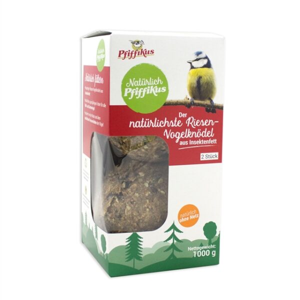 Entdecken Sie die hochwertigen Vogelknödel von Natürlich Pfiffikus – ideal für eine artgerechte Fütterung Ihrer Vögel! Jedes Set enthält 2 Stück, die natürlich ohne Netz hergestellt sind und sich perfekt im Futterspender verwenden lassen. Diese nachhaltigen Vogelknödel sind nicht nur umweltfreundlich, sondern auch reich an Proteinen und enthalten wertvolle Inhaltsstoffe wie Getreide, Öle und Fette, Saaten, Nüsse, Beeren sowie Mineralstoffe. Verwöhnen Sie Ihre gefiederten Freunde mit dieser gesunden und schmackhaften Nahrung, die ihre Vitalität fördert und sie glücklich macht!