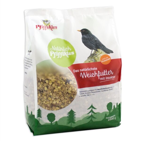 Unser hochwertiges Weichfutter von Natürlich Pfiffikus ist die perfekte Wahl für Wildvögel, die eine nahrhafte und schmackhafte Ernährung suchen. Mit proteinreichen Insekten angereichert, bietet dieses ganzjährige Futter nicht nur eine hervorragende Energiequelle, sondern unterstützt auch die Gesundheit Ihrer gefiederten Freunde. Besonders geeignet für Weichfutterfresser wie Amseln, Drosseln, Rotkehlchen, Zaunkönige und Heckenbraunellen, enthält unsere Futtermischung sorgfältig ausgewählte Inhaltsstoffe wie Getreide, Nüsse, Beeren sowie 4 % Insekten, Öle und Fette. Verwöhnen Sie die Wildvögel in Ihrem Garten mit diesem gesunden und schmackhaften Weichfutter, das ihnen das ganze Jahr über Freude bereitet!
