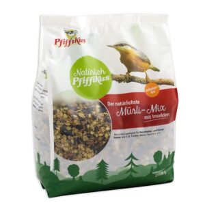Unser hochwertiger Müsli-Mix ist das ideale Ganzjahresfutter für Wild- und Gartenvögel. Dieses schmackhafte Streufutter, angereichert mit 4 % Insekten, liefert nicht nur wertvolle Energie, sondern ist auch besonders beliebt bei Weichfutter- und Körnerfressern wie Kleiber, Meisen und Spechten. Die sorgfältig ausgewählten Inhaltsstoffe wie Getreide, Nüsse und Beeren sorgen für eine ausgewogene Ernährung und fördern die Gesundheit Ihrer gefiederten Freunde. Gönnen Sie Ihren Vögeln das beste Futter – für ein gesundes und aktives Leben das ganze Jahr über!