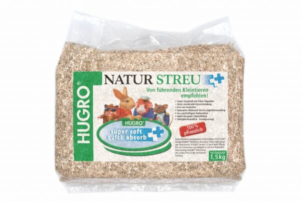 HUGRO - Naturstreu - Hanfeinstreu ist die ideale Wahl für umweltbewusste Tierhalter. Diese 100% chemikalienfreie und pflanzliche Streu bietet eine beeindruckende Saugfähigkeit von 560%, die es ermöglicht, auch größere Mengen an Feuchtigkeit effektiv zu binden, ohne unangenehme Gerüche zu erzeugen. HUGRO® Naturstreu wird aus dem hochgereinigten Stängelmark der Hanfpflanze hergestellt und ist damit 12-mal saugfähiger als Stroh und 4-mal saugfähiger als Hobelspäne. Die lockere Struktur sorgt für einen ständigen Luftaustausch, wodurch Fäulnis und Gerüche vermieden werden. Diese hochwertige Streu eignet sich perfekt für kleine Nager, die in ihrer Umgebung Höhlen und Nester bauen. Dank der stabilen Gänge und der thermischen Isolierung bleibt die Nestwärme erhalten, während die hygienische Beschaffenheit eine unkomplizierte Reinigung des Käfigs ermöglicht. HUGRO® Naturstreu ist nicht nur eine nachhaltige Lösung, sondern kann auch einfach kompostiert oder im Bio-Müll entsorgt werden. Setzen Sie auf ein ökologisches Produkt, das sowohl Ihren Haustieren als auch der Umwelt zugutekommt – für ein glückliches und gesundes Zuhause!