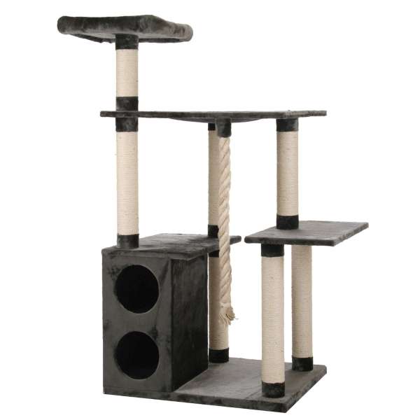 Der Kratzbaum MAINE COON 1 ist der ideale Rückzugsort für Ihren Stubentiger und bringt ein neues Lebensgefühl in Ihr Zuhause. Mit extra stabilen Sisalstämmen von 12 cm Durchmesser ist dieser Kratzbaum perfekt für große und kräftige Katzen geeignet. Die großzügigen Liegeflächen sind mit kuschelweichem Plüsch überzogen, was das Entspannen und Schlafen zu einem wahren Vergnügen macht. Auf insgesamt 5 Ebenen können Ihre Katzen ihrem natürlichen Spieltrieb nachgehen, während die Sisalstämme und das Tau für die notwendige Krallenpflege sorgen. Dieser vielseitige Kratzbaum ist nicht nur stabil genug für mehrere Katzen, sondern bietet auch zwei gemütliche Schlafhöhlen für die wohlverdiente Erholung. Bereiten Sie Ihrem Stubentiger mit dem MAINE COON 1 eine große Freude – Sie werden sehen, wie viel Spaß er mit diesem hochwertigen Kratzbaum hat! Maße: 100 x 80 x 196 cm, Farbe: Beige.