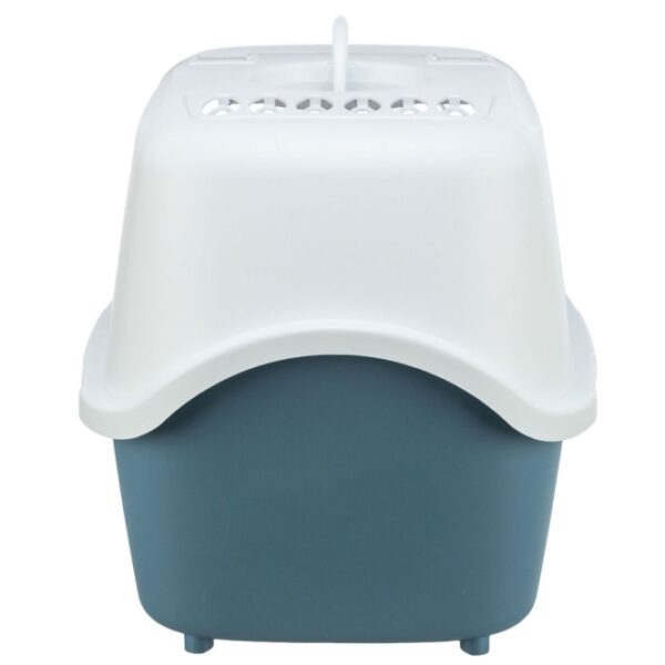 Die Katzentoilette Vico Easy Clean ist die perfekte Lösung für eine mühelose Katzenpflege. Mit ihrer praktischen Haube und der aufklappbaren Front wird die Reinigung der Katzentoilette zum Kinderspiel. Im Lieferumfang sind eine hochwertige Schaufel und ein praktischer Tragegriff enthalten, sowie ein Aktivkohlefilter, der unangenehme Gerüche effektiv neutralisiert. Das doppelte Randprofil sorgt dafür, dass Katzenstreu und Urin nicht austreten, während die Easy Click-Verschlüsse ein schnelles Öffnen und Verschließen ermöglichen. Mit kompakten Maßen von ca. 40 x 40 x 56 cm und einer eleganten Farbgestaltung in Blaugrau/Weiß ist diese Katzentoilette nicht nur funktional, sondern passt auch stilvoll in jedes Zuhause. Entscheiden Sie sich für die Vico Easy Clean und genießen Sie eine saubere und frische Umgebung für Ihre Katze!