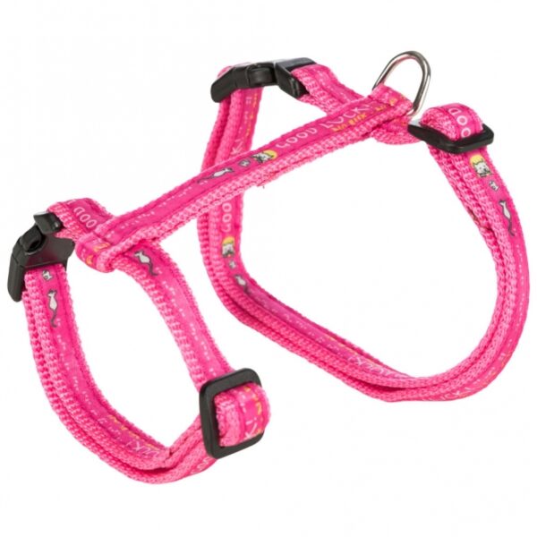 Dieser hochwertige Katzenharness ist speziell für große Katzen konzipiert und bietet höchsten Tragekomfort. Mit einem aufgenähten Motivband und einem stufenlos verstellbaren Gurtband lässt sich das Geschirr individuell anpassen, um optimalen Halt zu gewährleisten. Die praktischen Schnappverschlüsse sorgen für eine sichere und einfache Handhabung. Der Bauchumfang ist flexibel von ca. 34 bis 57 cm einstellbar, während die Breite des Gurtbands bei 13 mm liegt. Die dazugehörige Leine hat eine Länge von 1,20 m, ideal für entspannte Spaziergänge. Bitte beachten Sie, dass die Farbwahl aufgrund des Lagerbestands nicht möglich ist – Sie erhalten eine zufällige, attraktive Farbe. Dieses Katzenharness verbindet Funktionalität mit Stil und ist die perfekte Wahl für verantwortungsvolle Katzenbesitzer, die Wert auf Sicherheit und Qualität legen.