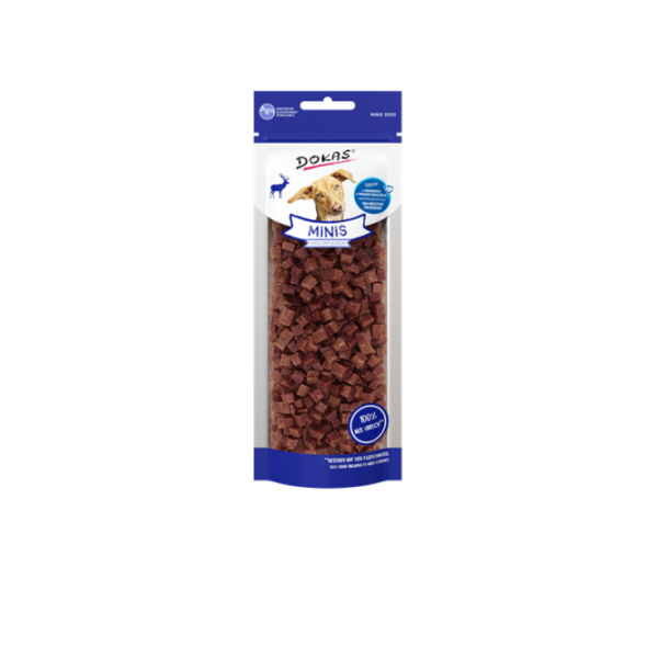 Diese hochwertigen Minis aus 100 % Hirschfleisch sind der ideale Snack für aktive Hunde und der perfekte Begleiter für jede Trainingsstunde. Mit einem Fleischanteil von 93 % und dem enthaltenen L-Carnitin unterstützen sie aktiv die Fettverbrennung und helfen, die Fitness Ihres Vierbeiners zu fördern. Dank der praktischen, schmalen Verpackung sind die kleinen Stücke jederzeit griffbereit und eignen sich hervorragend für unterwegs. Die Zusammensetzung umfasst neben hochwertigem Hirschfleisch auch pflanzliche Nebenerzeugnisse, Fructo-Oligosaccharide und Mineralstoffe, die eine ausgewogene Ernährung gewährleisten. Diese Snacks sind nicht nur eine köstliche Belohnung zwischen den Mahlzeiten, sondern tragen auch zur Reduzierung der täglichen Futtermenge bei Bedarf bei. Sorgen Sie stets für ausreichend Trinkwasser und lagern Sie die Snacks nach Anbruch kühl und trocken. Der enthaltene Frischeabsorber sorgt für optimale Haltbarkeit und ist nicht zum Verzehr geeignet. Füttern Sie diesen gesunden Snack immer unter Aufsicht!