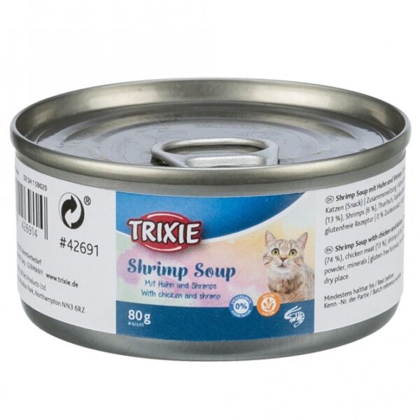 Dieser leckere Flüssigsnack mit Huhn und Shrimps ist die perfekte Wahl für alle, die ihrem Haustier eine gesunde und schmackhafte Belohnung bieten möchten. Mit einem Fleischgehalt von 13 % und einem Fischgehalt von 6 % enthält dieser Snack hochwertige Zutaten, die für die optimale Ernährung Ihres Tieres sorgen. Angereichert mit Taurin, unterstützt er nicht nur die Sehkraft, sondern beugt auch Mangelerscheinungen vor. Unsere glutenfreie Rezeptur ist frei von Zuckerzusatz und eignet sich ideal für empfindliche Tiere. Der Snack kommt in einer praktischen 80 g Verpackung und ist einfach zu lagern – kühl und trocken. Verwöhnen Sie Ihr Haustier mit diesem hochwertigen und schmackhaften Snack!