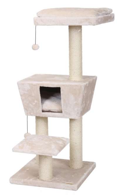 Dieser hochwertige mittelgroße Kratzbaum ist der perfekte Spielplatz für Ihre Katze und bietet zwei bequeme Liegeflächen sowie eine gemütliche Höhle, die mit besonders weichem Plüsch bezogen ist. Die robusten 4 Sisalstämme fördern das Kratzen und helfen, die Krallen Ihrer Katze gesund zu halten. Sowohl die obere Liegefläche als auch das Häuschen sind mit herausnehmbaren Kissen ausgestattet, die für zusätzlichen Komfort sorgen. Für jede Menge Spielspaß sorgen die Spielbälle mit Gummiband, die an der oberen Liegefläche und am Häuschen befestigt sind. Mit kompakten Maßen von 47 x 63 x 112 cm, einer stabilen Bodenplatte von 48 x 48 cm und einer attraktiven dunkelbraunen Farbe fügt sich dieser Kratzbaum nahtlos in Ihr Zuhause ein. Investieren Sie in die Lebensqualität Ihrer Katze mit diesem praktischen und stilvollen Kratzbaum!