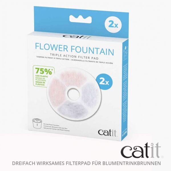 Dieser hochwertige Triple Action Filter für die Catit Flower Trinkbrunnen (Modelle 43742-HAG, 43747-HAG, 43725-HAG) bietet eine effektive Lösung zur Verbesserung der Wasserqualität für Ihre Katze. Mit 75 % weniger Kunststoff im Vergleich zur Original-Filterpatrone ist er umweltfreundlich und nachhaltig. Der Filter nutzt Aktivkohle, um unangenehme Gerüche und Verunreinigungen zu entfernen, während das Ionenaustauscherharz das Leitungswasser weicher macht und somit das Risiko von Harnwegserkrankungen verringert. Zusätzlich filtert das spezielle Netz Haare, Sedimente und Ablagerungen heraus, sodass Ihre Katze stets frisches und sauberes Trinkwasser erhält. Im Lieferumfang sind zwei Filter enthalten, die zur Gesundheit Ihrer Katze beitragen und häufige Gesundheitsprobleme vermeiden helfen. Schützen Sie Ihre Katze mit diesem effektiven und qualitativ hochwertigen Filter!