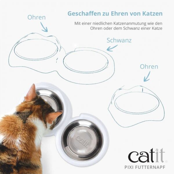**Schnurrhaarfreundlicher Futternapf für Katzen – Hochwertig und Praktisch** Entdecke den idealen Futternapf für deine Katze, der sowohl für Trocken- als auch Nassfutter geeignet ist. Unser schnurrhaarfreundlicher Futternapf überzeugt mit einem flachen Design, das die empfindlichen Schnurrhaare deiner Katze schont und ein bequemes Fressen ermöglicht. Mit einer Kapazität von 200 ml und einer rutschfesten Halterung sorgt dieser Napf dafür, dass das Futter sicher an Ort und Stelle bleibt. Hergestellt aus hochwertigem, spülmaschinengeeignetem Edelstahl, ist er langlebig und pflegeleicht. Wähle zwischen einem Einzel- oder Doppel-Napf, um die Bedürfnisse deiner Samtpfote optimal zu erfüllen. Ein guter Futternapf ist entscheidend für das Wohlbefinden deiner Katze. Der ergonomische Catit Napf unterstützt das individuelle Fressverhalten und verhindert unangenehme Berührungen der Schnurrhaare. So wird jede Mahlzeit zum Genuss! Achte darauf, dass deine Katze täglich frisches Wasser hat – unser Napf kann auch dafür genutzt werden. Für eine besondere Belohnung zwischendurch haben wir einen niedlichen Keramiknapf in Herzform, ideal für Catit Creamy. Optimiere die Fütterung deiner Katze mit einem hochwertigen, schnurrhaarfreundlichen Futternapf, der sowohl praktisch als auch stilvoll ist!