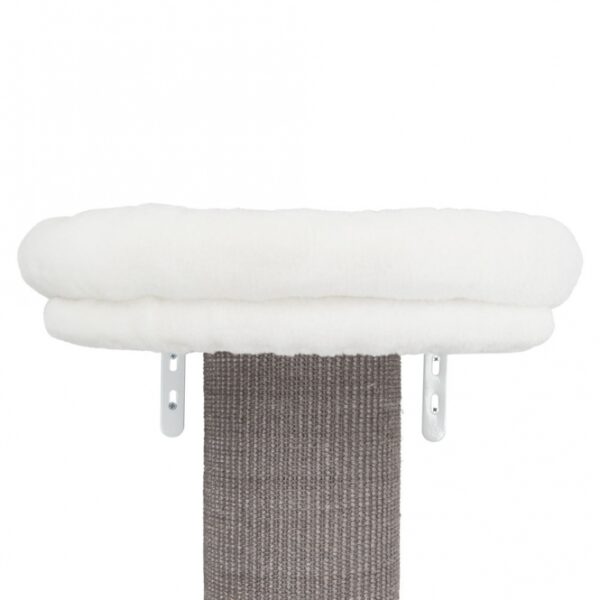 Dieser hochwertige Kratzbaum aus Sisal und Plüsch (Polyester) mit einem Gewicht von 280 g/m² bietet Ihrem Haustier einen komfortablen Rückzugsort. Die Liegeplatte ist mit einem abnehmbaren Kuschelbett ausgestattet, das sich leicht von Hand waschen lässt, was für eine einfache Reinigung sorgt. Zur Stabilisierung wird der Kratzbaum sicher an der Wand befestigt, sodass er auch bei lebhaften Spielen stabil bleibt. In elegantem Weiß/Grau fügt er sich harmonisch in jede Wohnung ein. Mit einer Höhe von ca. 160 cm und einer Grundfläche von ca. 46 x 37 cm ist dieser Kratzbaum ideal für Katzen, die gerne klettern und sich entspannen. Investieren Sie in die beste Qualität für Ihr Haustier – für ein glückliches und gesundes Leben!
