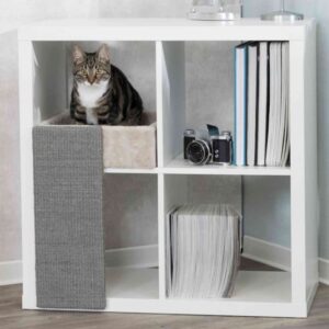Dieser stilvolle und praktische Katzenkratzbaum ist perfekt für Ihr Zuhause und bietet Ihrer Katze einen gemütlichen Rückzugsort. Der Plüsch-Bezug aus hochwertigem Polyester sorgt für ein angenehmes Liegegefühl, während die Sisalkratzfläche ideal ist, um die Krallen Ihrer Katze zu pflegen und Möbel zu schützen. Der Katzenbaum ist speziell für die IKEA Kallax-Serie konzipiert und passt somit perfekt in Ihr Wohnambiente. Mit einem Wendekissen, das bei 30°C waschbar ist, bleibt die Reinigung unkompliziert. Die kompakten Maße von ca. 33 × 48 × 37 cm und die elegante Farbe lichtgrau machen diesen Kratzbaum zu einem echten Blickfang in jedem Raum. Gönnen Sie Ihrer Katze diesen hochwertigen und funktionalen Kratzbaum, der sowohl Komfort als auch Stil bietet!
