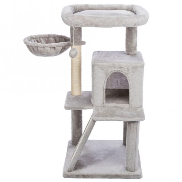 Entdecken Sie unser hochwertiges Kuschelbett für Katzen, das perfekt für entspannte Stunden ist. Mit einer stabilen Hängematte aus Sisal (ø 4 mm) und weichem Plüsch (Polyester, 250 g/m²) bietet es Ihrem Haustier einen komfortablen Rückzugsort. Die gemütliche Höhle aus Plüsch und der gepolsterte Rand sorgen für zusätzlichen Komfort und Sicherheit. In stilvollem Grau fügt sich das Kuschelbett harmonisch in jede Wohnung ein. Mit einer Grundfläche von ca. 48 × 48 cm und einer Höhe von ca. 98 cm ist es ideal für kleine bis mittelgroße Katzen. Der Stammdurchmesser von ca. 7 cm sorgt für Stabilität und Langlebigkeit. Gönnen Sie Ihrem Liebling den besten Platz zum Entspannen – mit unserem Kuschelbett in hoher Qualität!