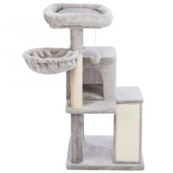 Entdecken Sie unser hochwertiges Kuschelbett für Katzen, das perfekt für entspannte Stunden ist. Mit einer stabilen Hängematte aus Sisal (ø 4 mm) und weichem Plüsch (Polyester, 250 g/m²) bietet es Ihrem Haustier einen komfortablen Rückzugsort. Die gemütliche Höhle aus Plüsch und der gepolsterte Rand sorgen für zusätzlichen Komfort und Sicherheit. In stilvollem Grau fügt sich das Kuschelbett harmonisch in jede Wohnung ein. Mit einer Grundfläche von ca. 48 × 48 cm und einer Höhe von ca. 98 cm ist es ideal für kleine bis mittelgroße Katzen. Der Stammdurchmesser von ca. 7 cm sorgt für Stabilität und Langlebigkeit. Gönnen Sie Ihrem Liebling den besten Platz zum Entspannen – mit unserem Kuschelbett in hoher Qualität!
