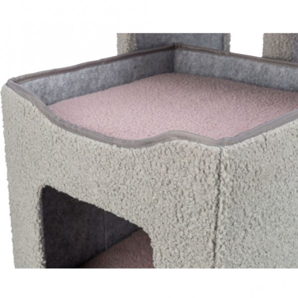Dieses gemütliche Kuschelbett in stilvoller Sisal/Lammfell-Optik (Polyester, 270 g/m²) bietet Ihren Haustieren einen komfortablen Rückzugsort. Die gepolsterte Liegefläche und die herausnehmbare, wendbare Liegematte sorgen für höchsten Komfort und sind leicht per Handwäsche zu reinigen. Mit einer Grundfläche von ca. 38 × 49 cm und einer Höhe von ca. 63 cm passt dieses hochwertige Kuschelbett perfekt in jede Ecke Ihres Zuhauses. Die ansprechende Farbgestaltung in grau/flieder fügt sich harmonisch in jedes Wohnambiente ein. Gönnen Sie Ihrem Liebling den besten Schlafplatz mit diesem praktischen und stilvollen Kuschelbett!