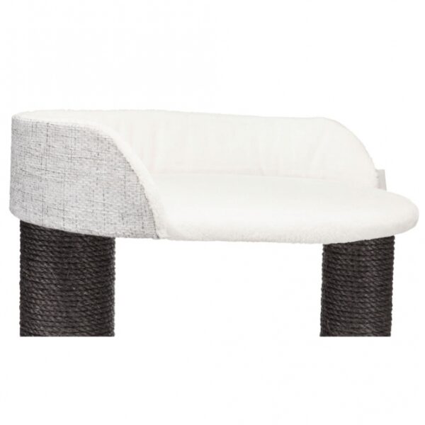 Entdecken Sie das ideale Kuschelbett für Ihr Haustier, gefertigt aus hochwertigem Sisal und weichem Plüsch (Polyester). Mit einem Durchmesser von 8 mm und einer Dichte von 400 g/m² bietet dieser Möbelstoff nicht nur Langlebigkeit, sondern auch höchsten Komfort. Das Kuschelbett hat einen gepolsterten Rand und eine gemütliche Höhle, die mit kuscheligem Fleece ausgestattet ist. Ein praktisches Wendekissen sorgt für zusätzlichen Komfort und kann einfach von Hand gewaschen werden. Die gepolsterten Liegeplatten bieten Ihrem Tier einen bequemen Platz zum Entspannen. In einem stilvollen Weiß/Grau passt dieses Bett perfekt in jede Wohnung. Mit einer Höhe von ca. 128 cm und einer Grundfläche von ca. 78 x 48 cm ist es ideal für mittelgroße Tiere. Der Stammdurchmesser von 12 bis 15 cm sorgt für Stabilität und Sicherheit. Gönnen Sie Ihrem Liebling den besten Schlafplatz mit diesem hochwertigen und gemütlichen Kuschelbett!